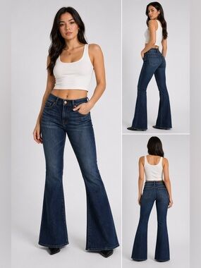 BKE Billie High Rise Flare Jeans Dark Wash Stretch Denim 25x29.5